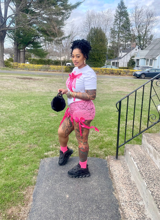 Pretty in Pink Lace Shorts Set