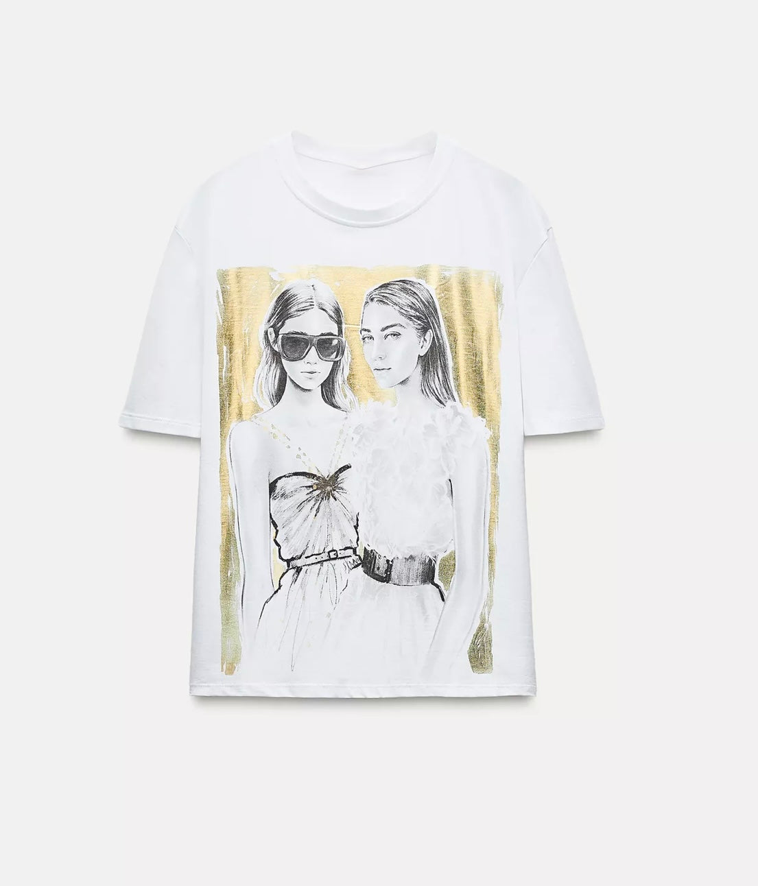 Golden Duo Graphic Oversized Tee