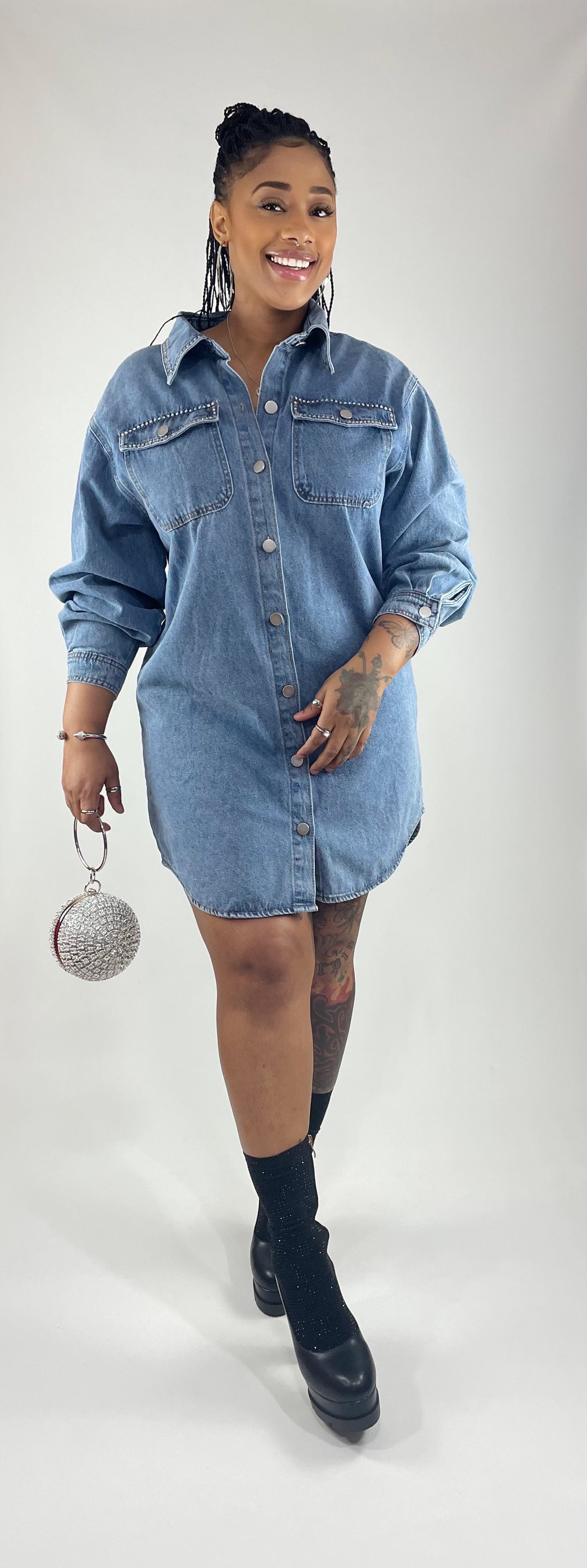 Rhinestone Denim Dress Pineapple N Baby Rhinestone Denim Dress Pineapple N Baby