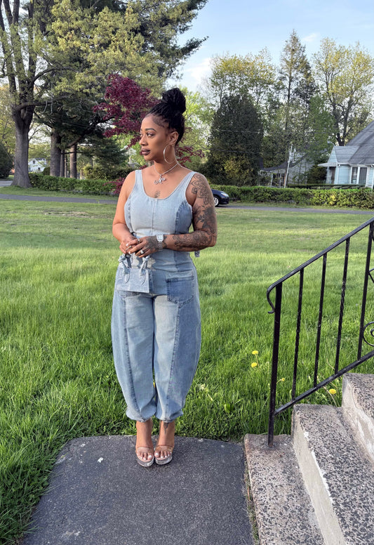 Everyday Edge Two-Tone Denim Jumpsuit