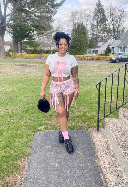 Sweetheart Lace Shorts Set