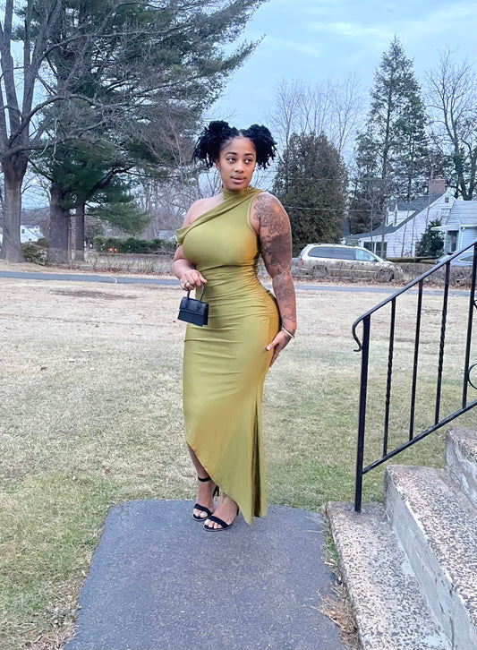 Olivia Crush Slit Midi Dress