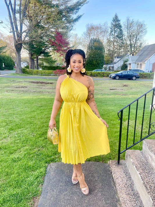 Golden Hour Glow Pleated Dress