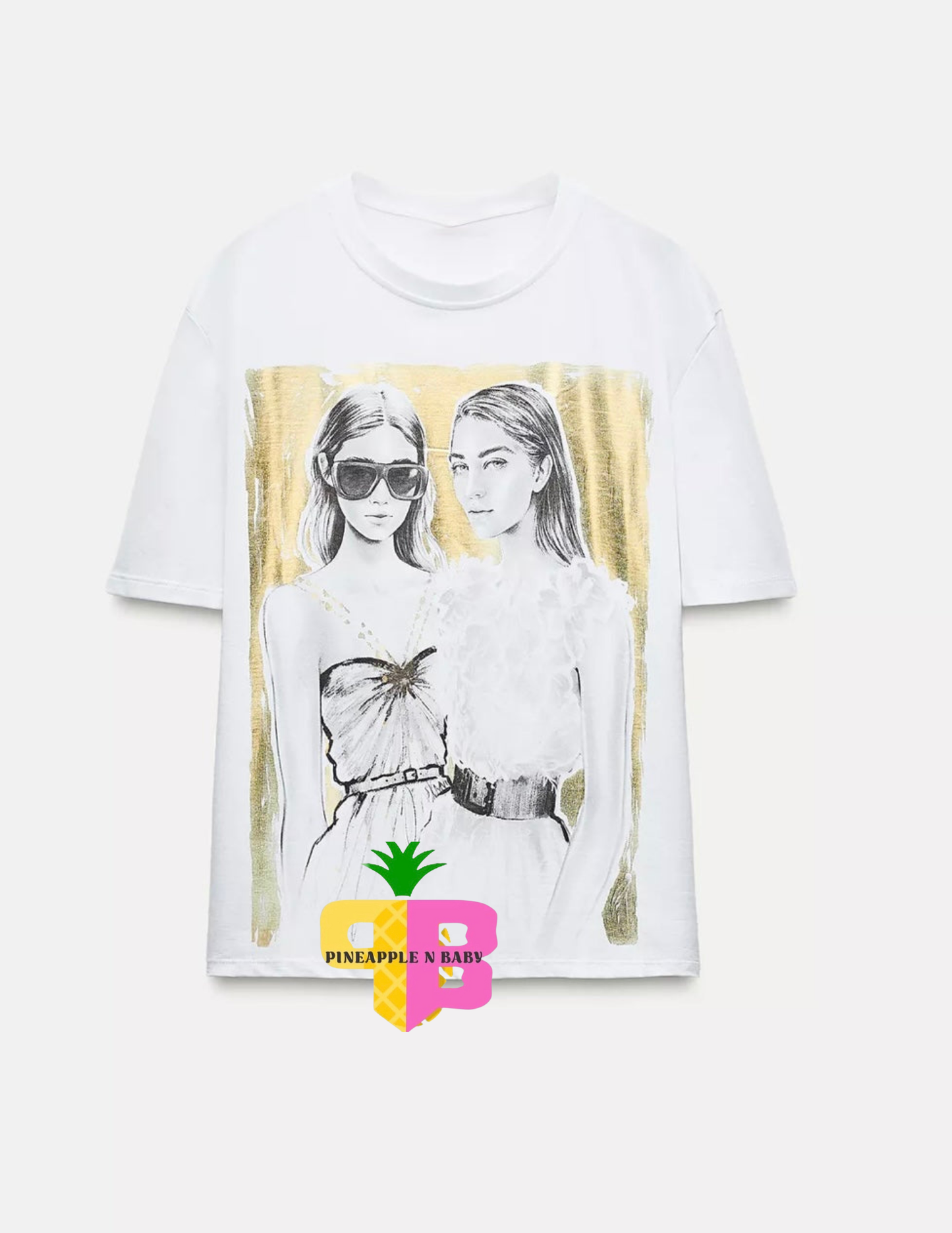 Golden Duo Graphic Oversized Tee