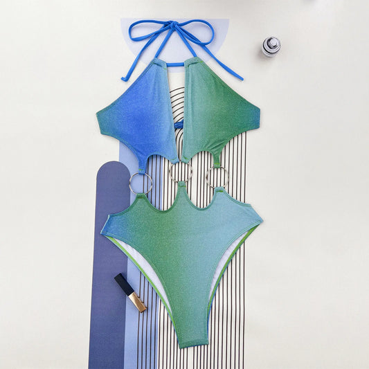 Vinyl one piece swimsuit