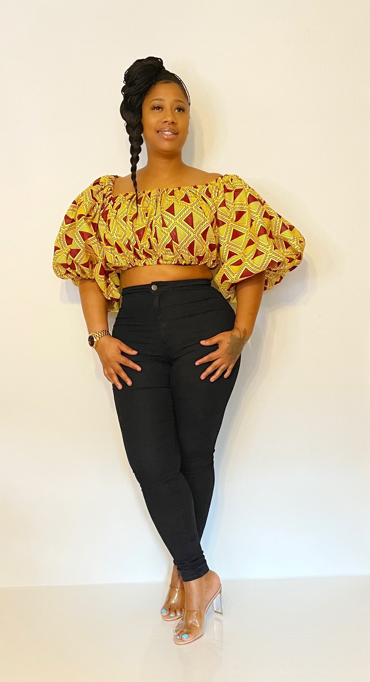 African Puff Crop Top