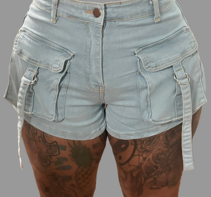 Urban Edge Utility Pocket Denim Shorts