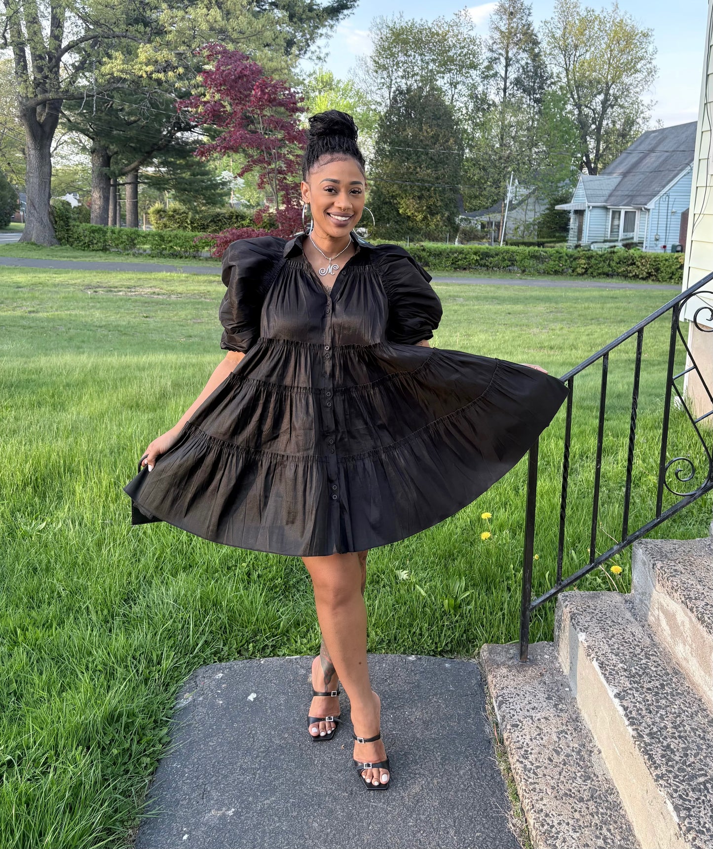 Paulette Black Beauty Puff Sleeve Dress