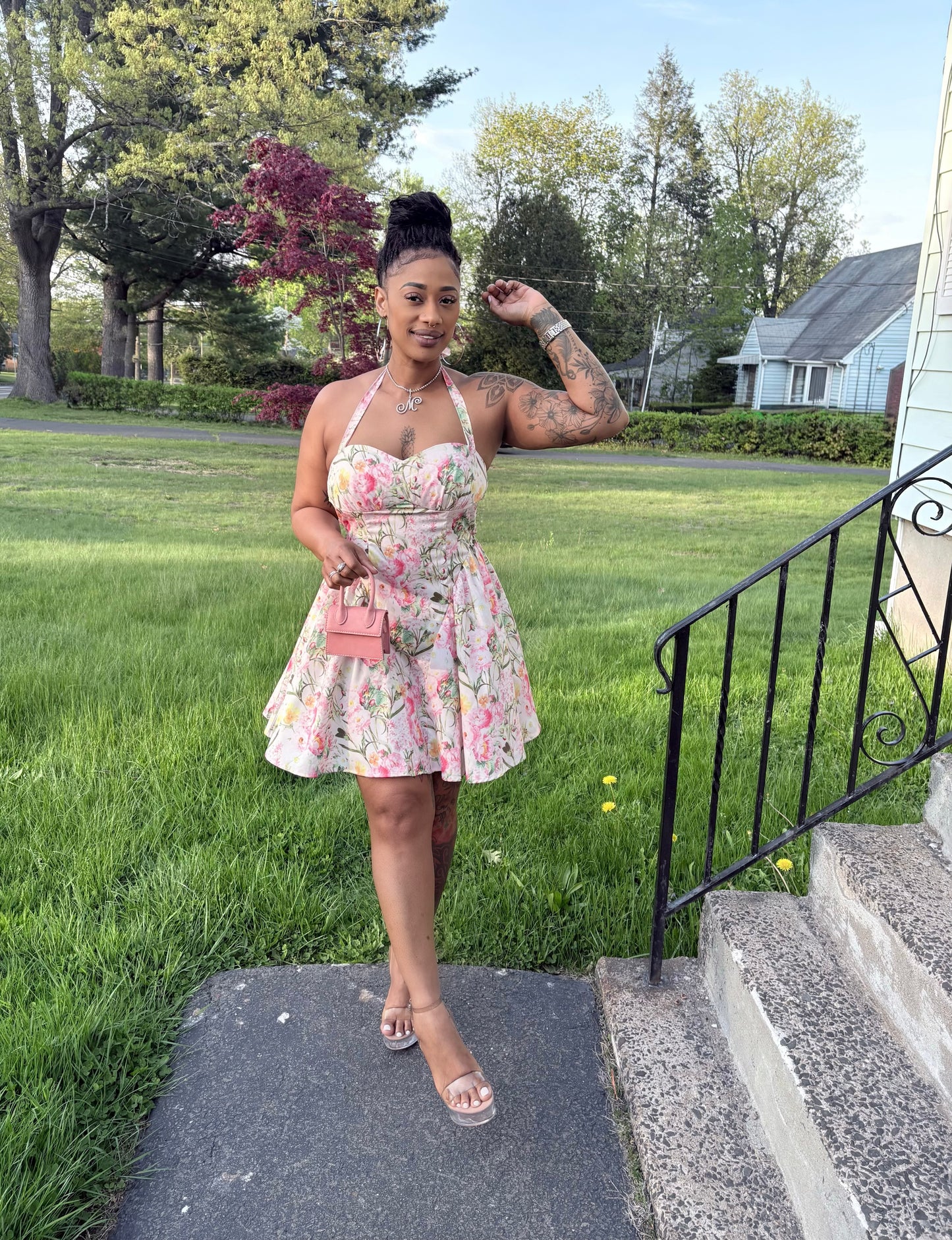 Spring Bloom Halter Dress