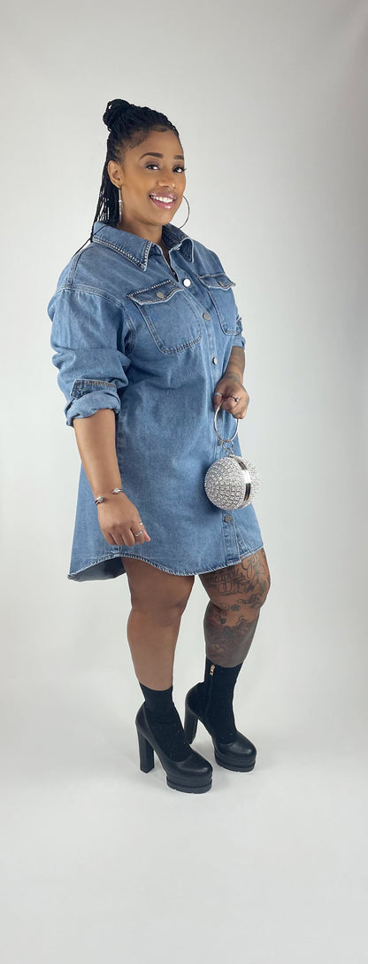 Rhinestone Denim Dress