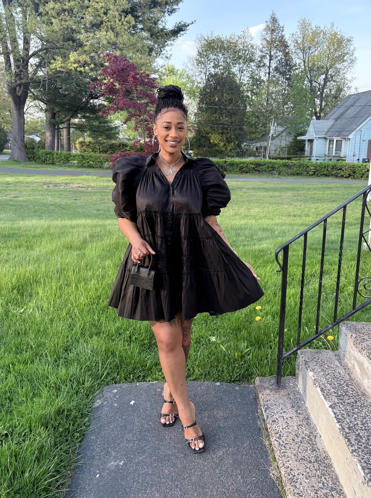 Paulette Black Beauty Puff Sleeve Dress