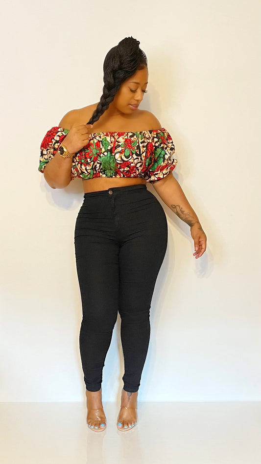 African Puff Crop Top