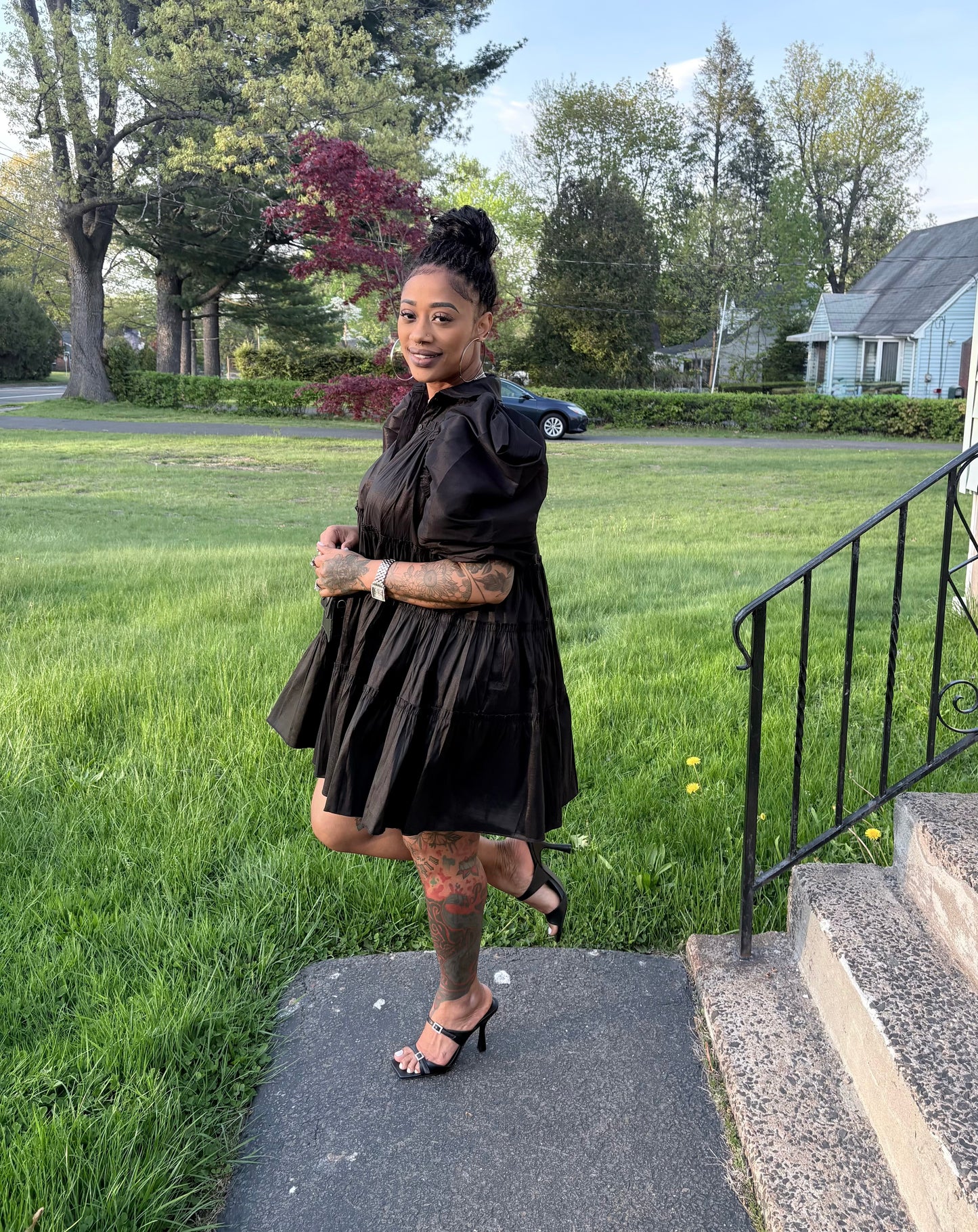 Paulette Black Beauty Puff Sleeve Dress