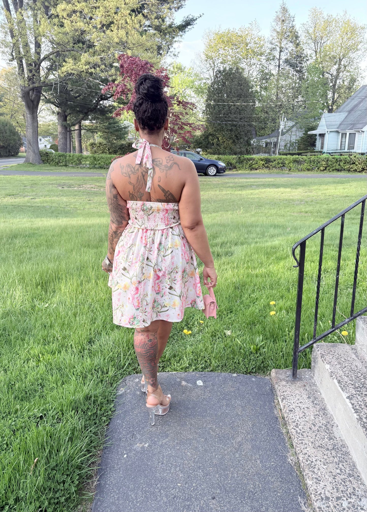 Spring Bloom Halter Dress