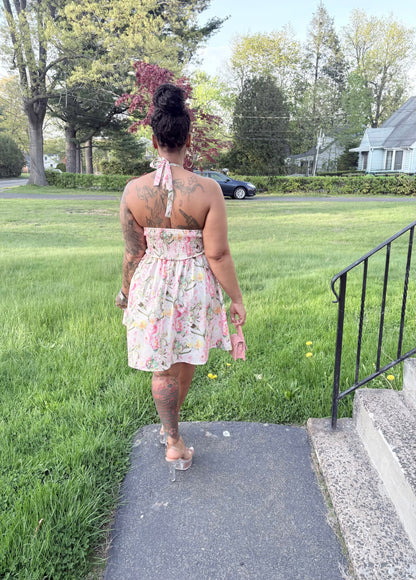 Spring Bloom Halter Dress