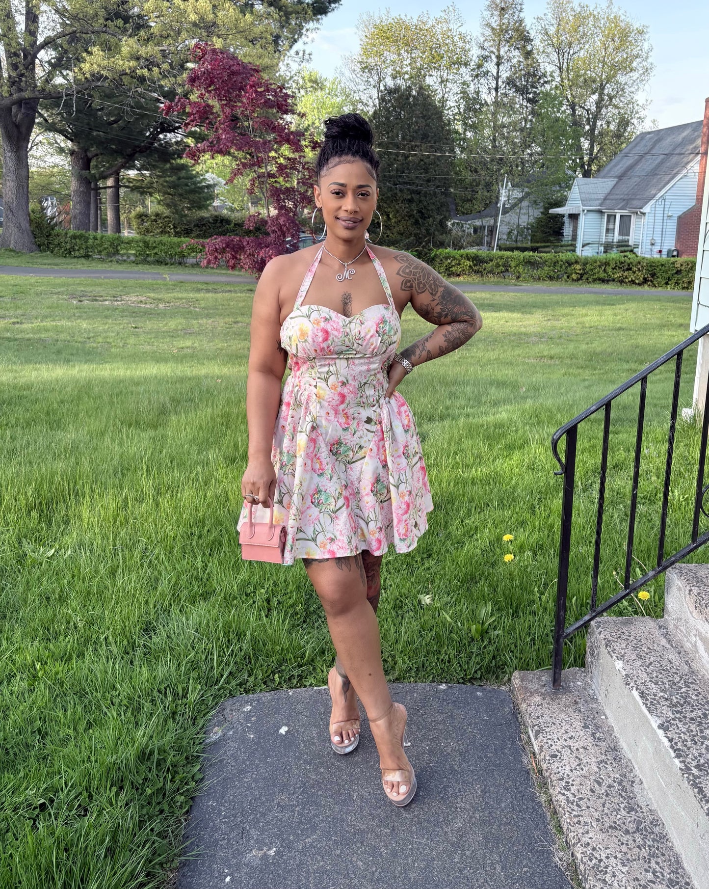 Spring Bloom Halter Dress