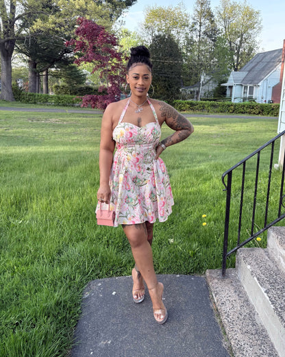 Spring Bloom Halter Dress