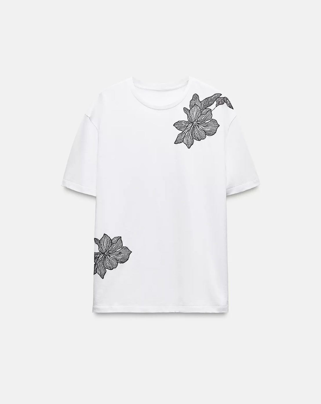 Embroidery Floral Oversized T-Shirt