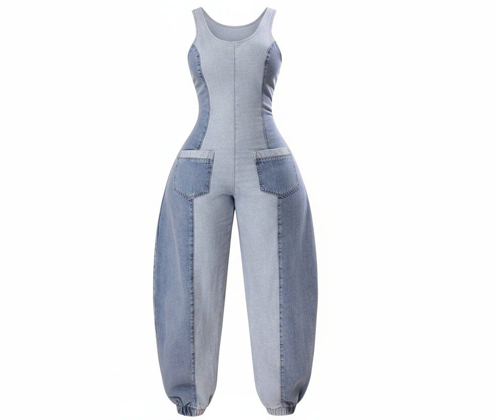 Everyday Edge Two-Tone Denim Jumpsuit
