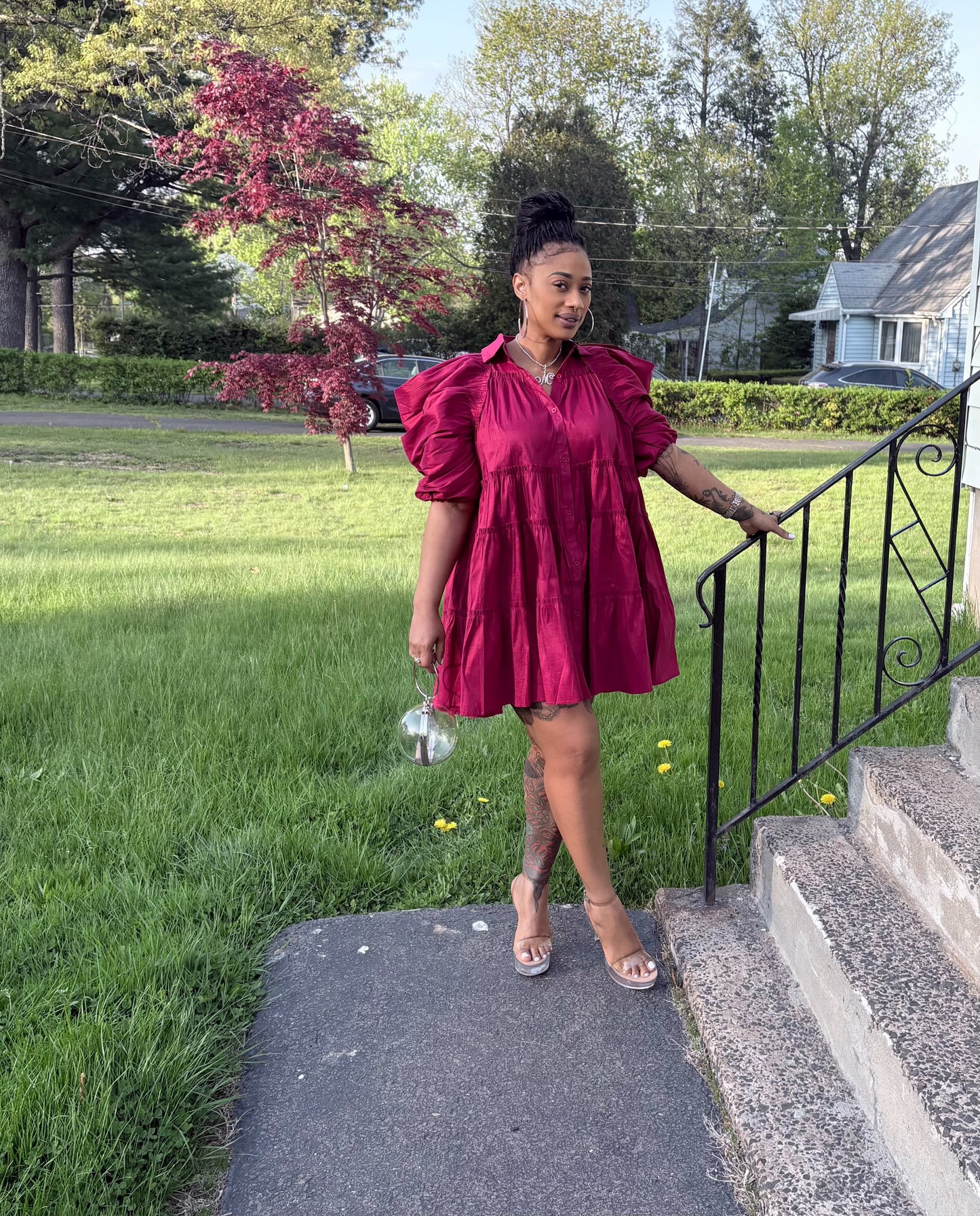 Paulette Bold Beauty Puff Sleeve Dress