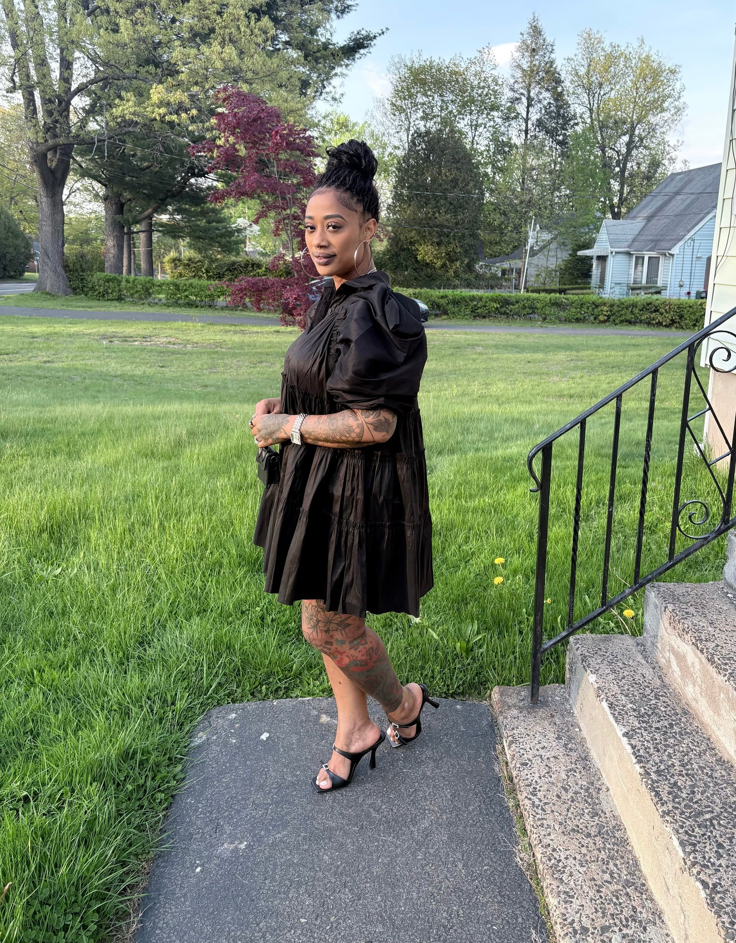 Paulette Black Beauty Puff Sleeve Dress