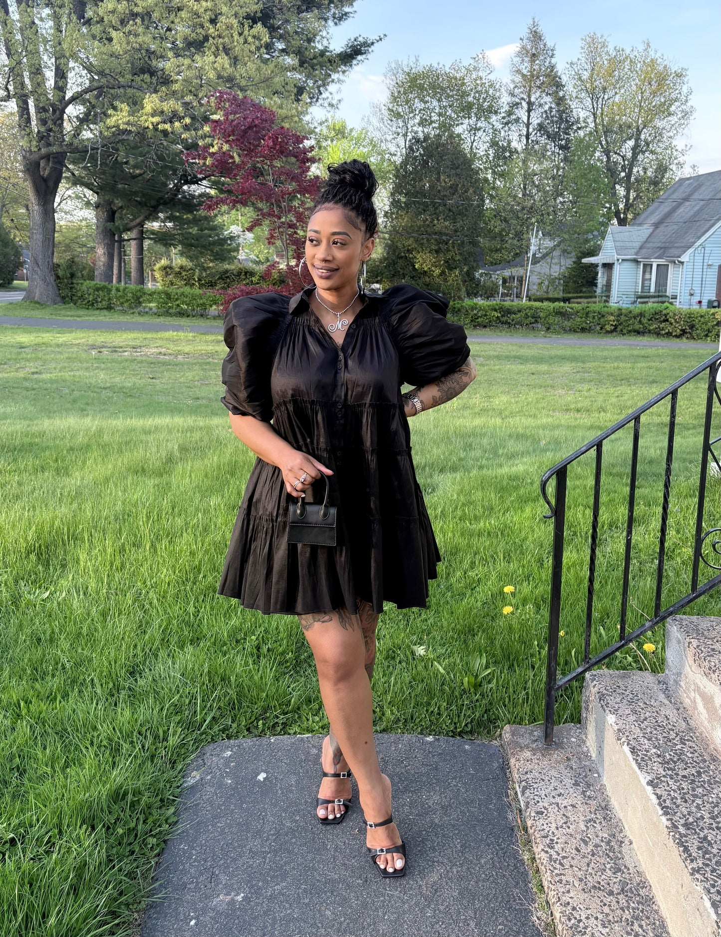 Paulette Black Beauty Puff Sleeve Dress