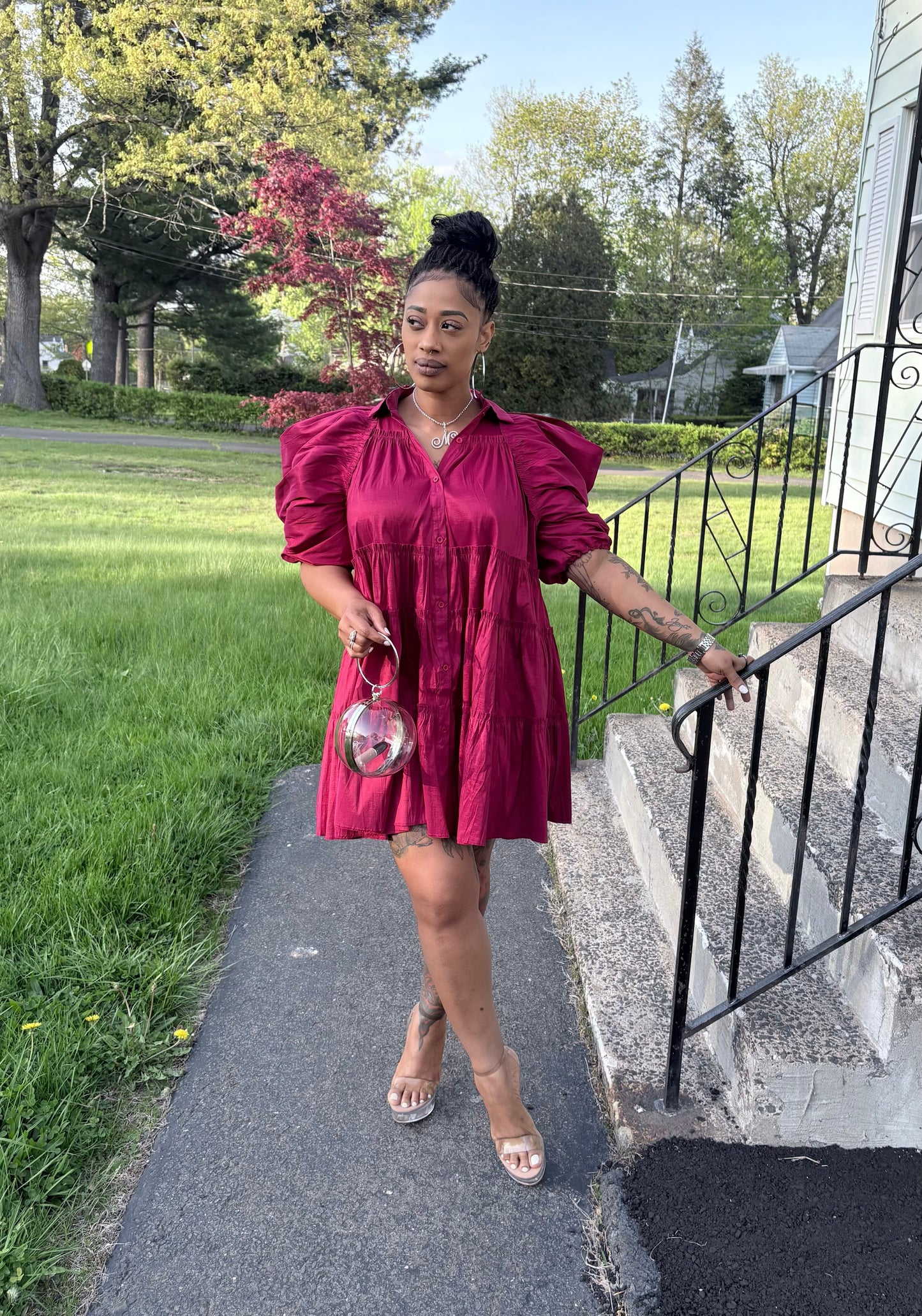 Paulette Bold Beauty Puff Sleeve Dress