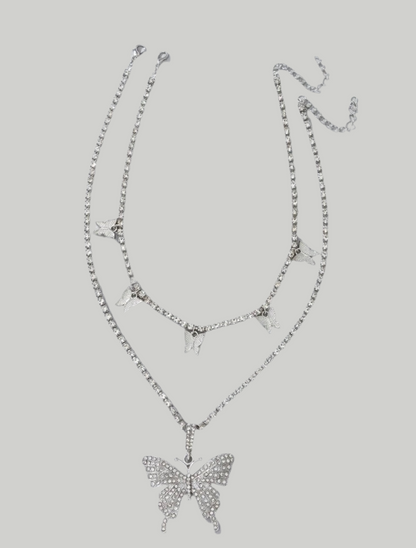 Butterfly Rhinestone Necklace Set