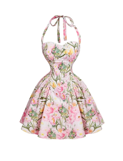 Spring Bloom Halter Dress