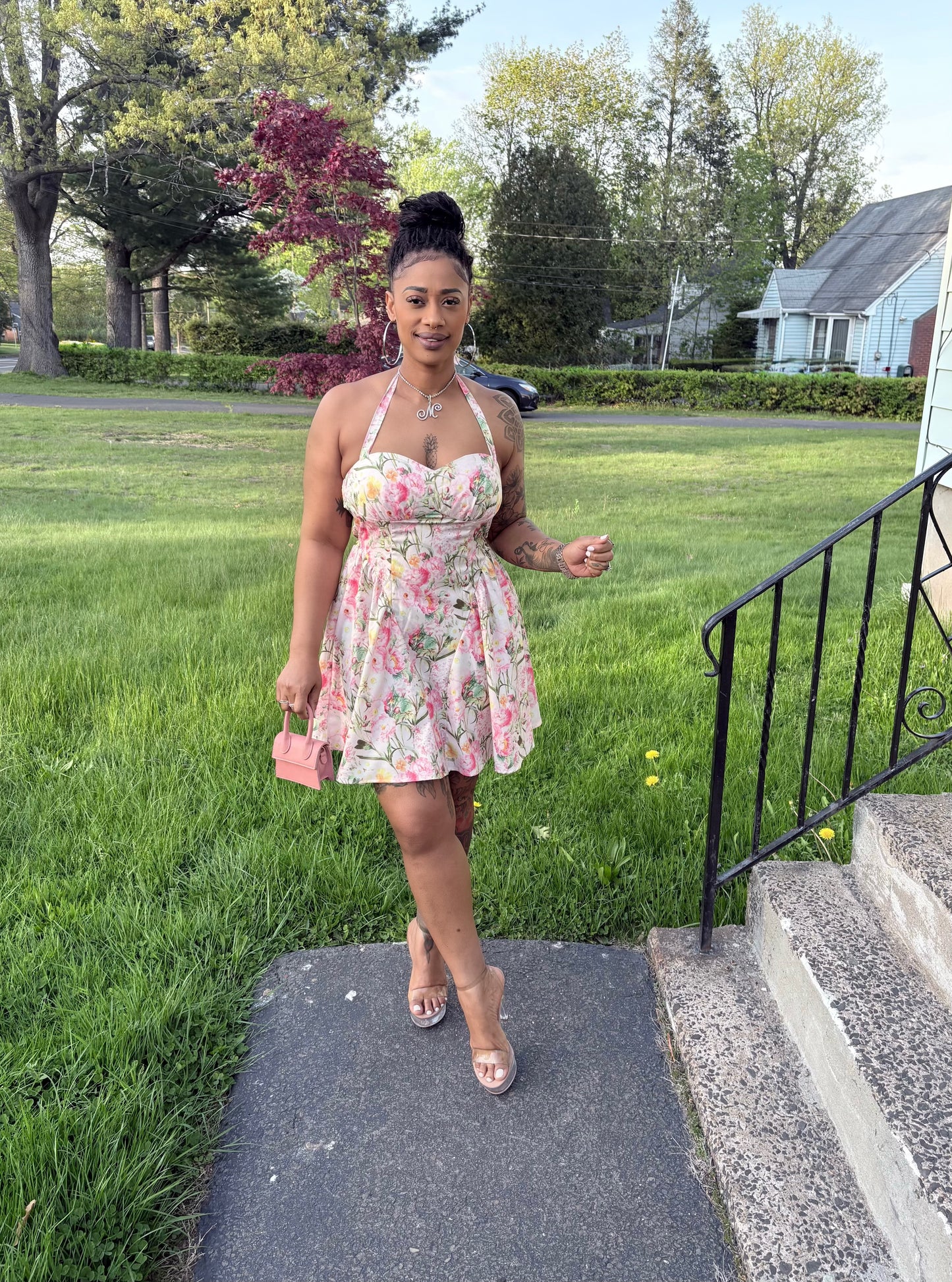 Spring Bloom Halter Dress