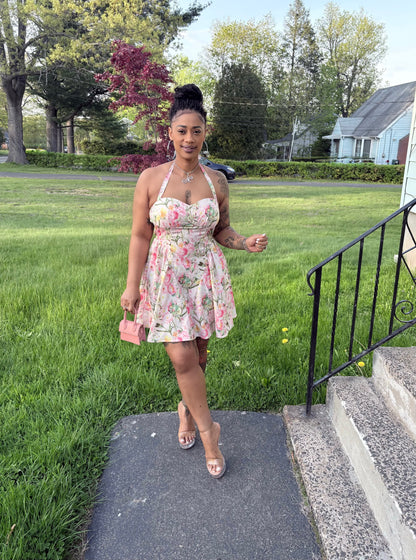 Spring Bloom Halter Dress