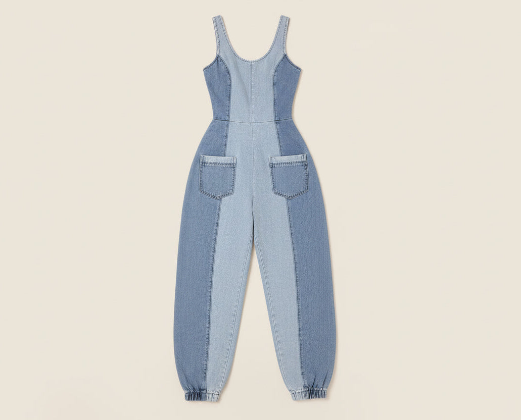 Everyday Edge Two-Tone Denim Jumpsuit