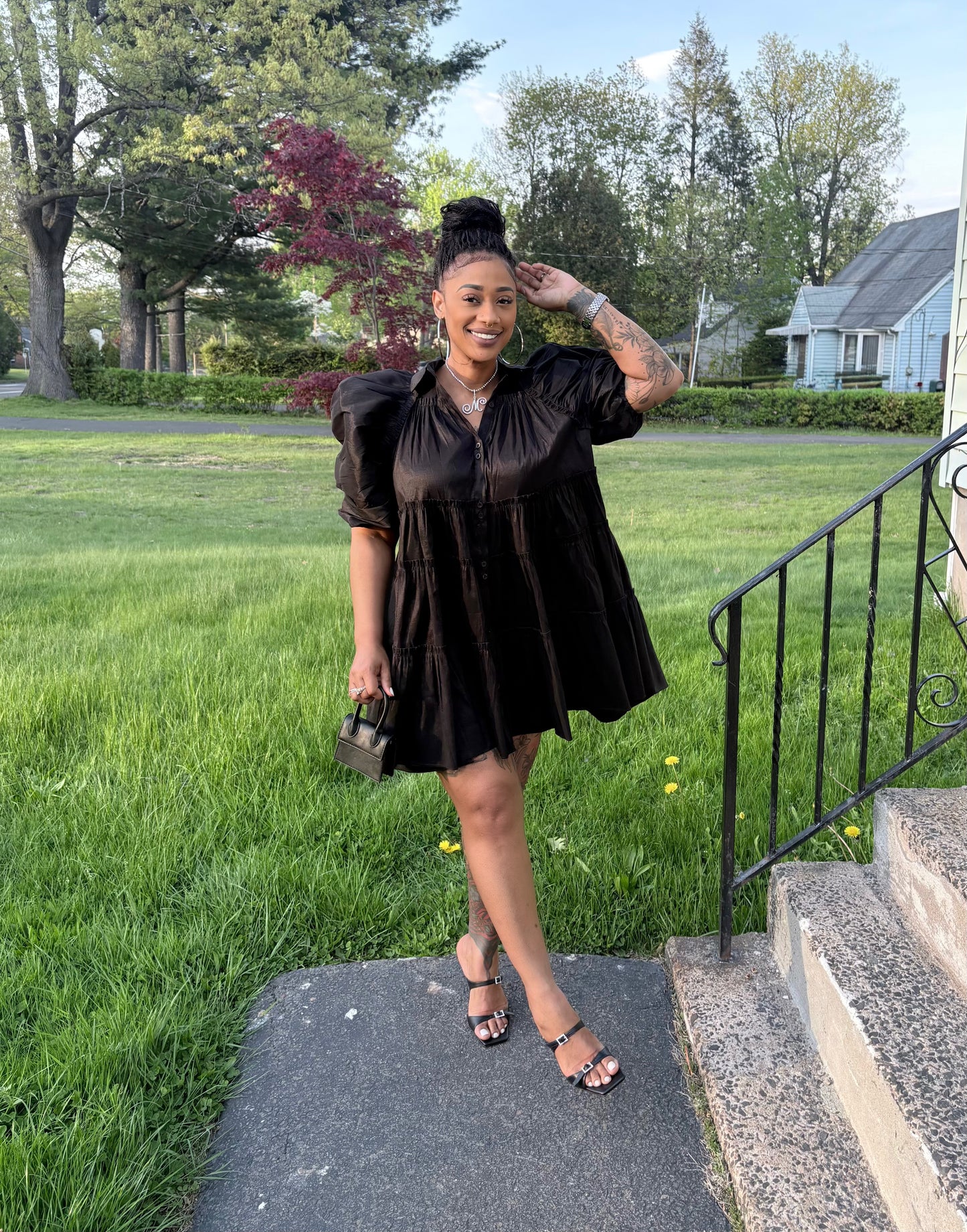 Paulette Black Beauty Puff Sleeve Dress