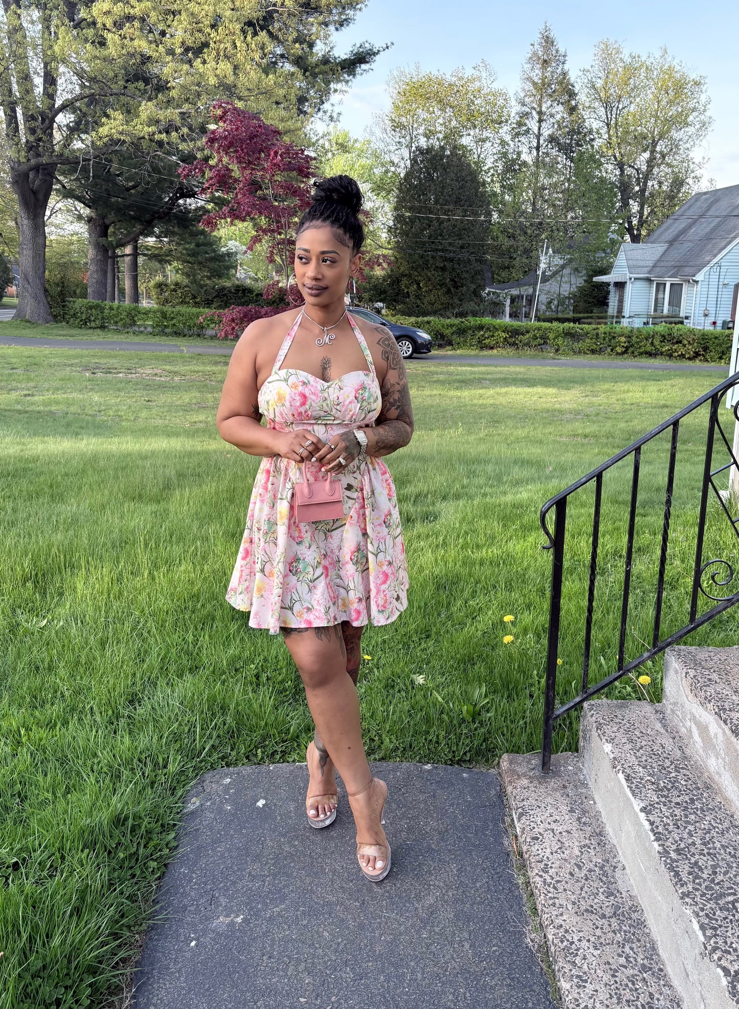 Spring Bloom Halter Dress