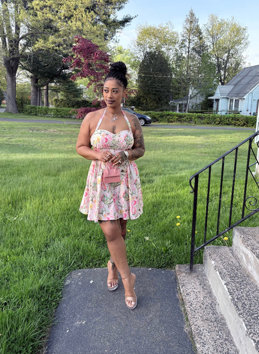 Spring Bloom Halter Dress
