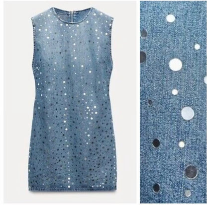 Shimmer Spot Denim Dress