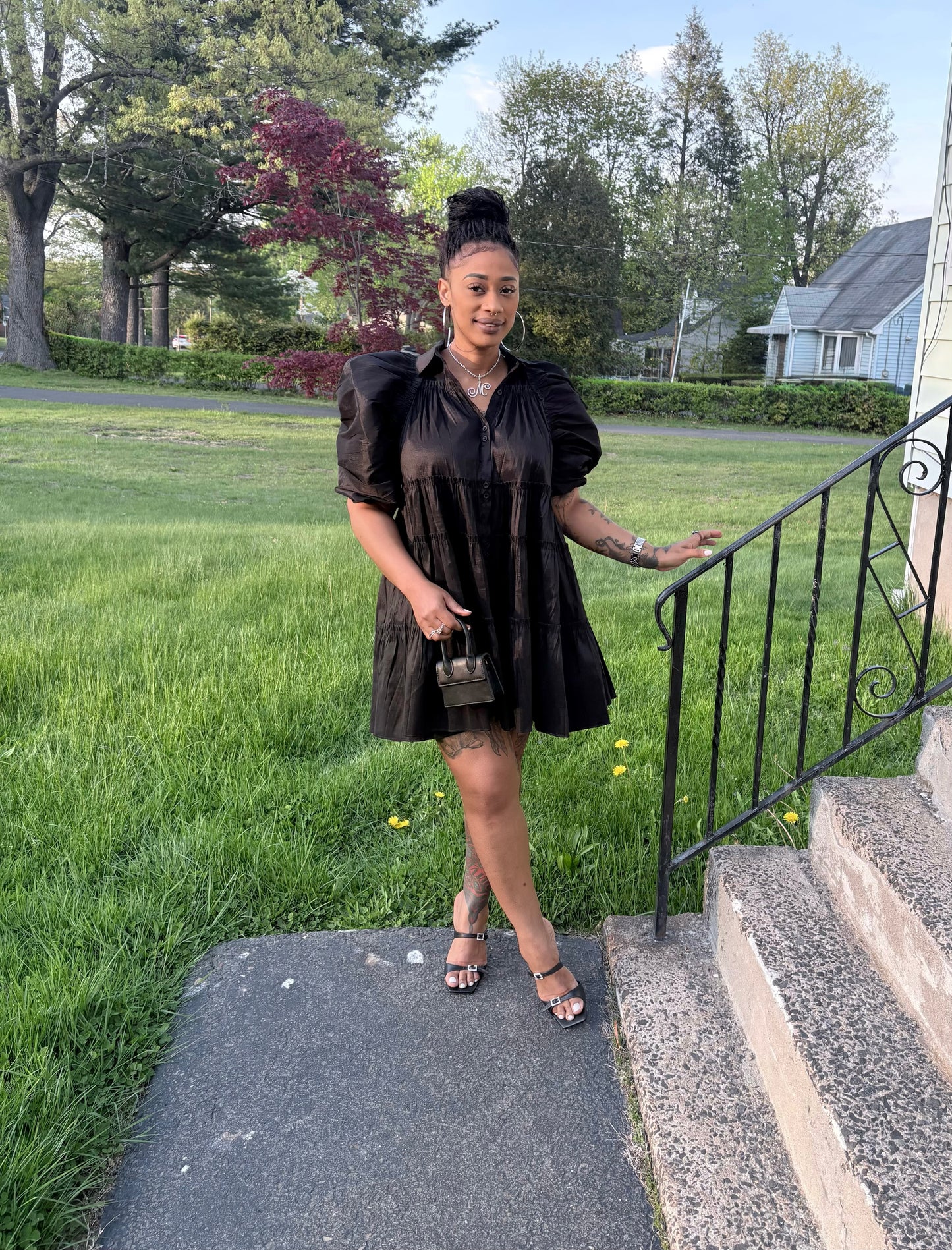 Paulette Black Beauty Puff Sleeve Dress
