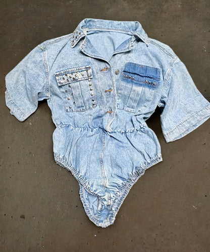 All Eyes On Me Denim Romper