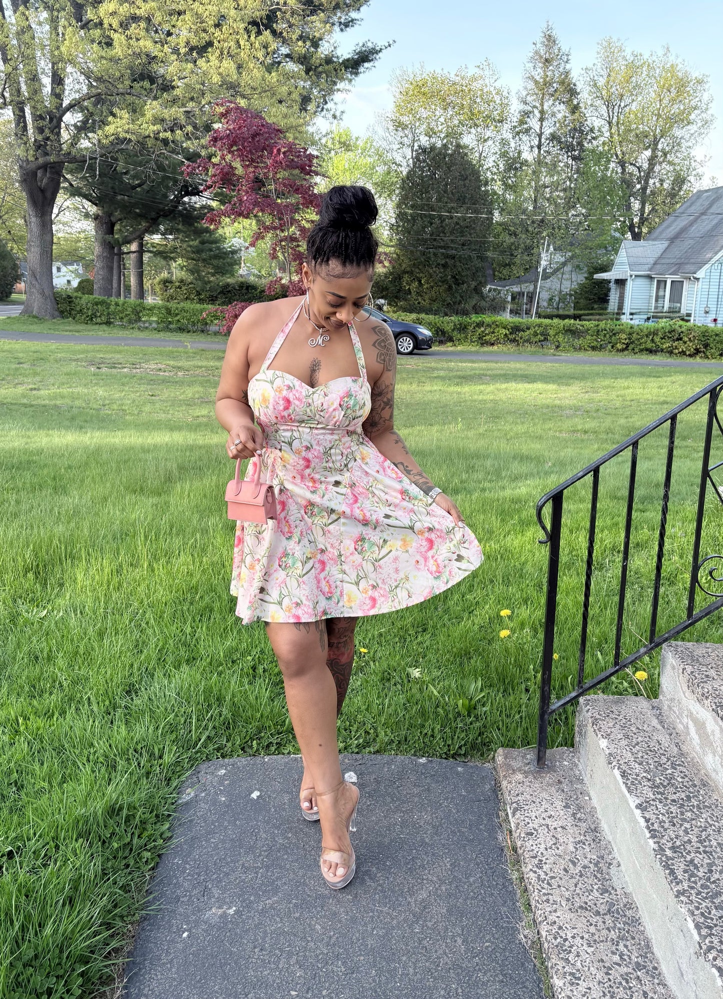 Spring Bloom Halter Dress