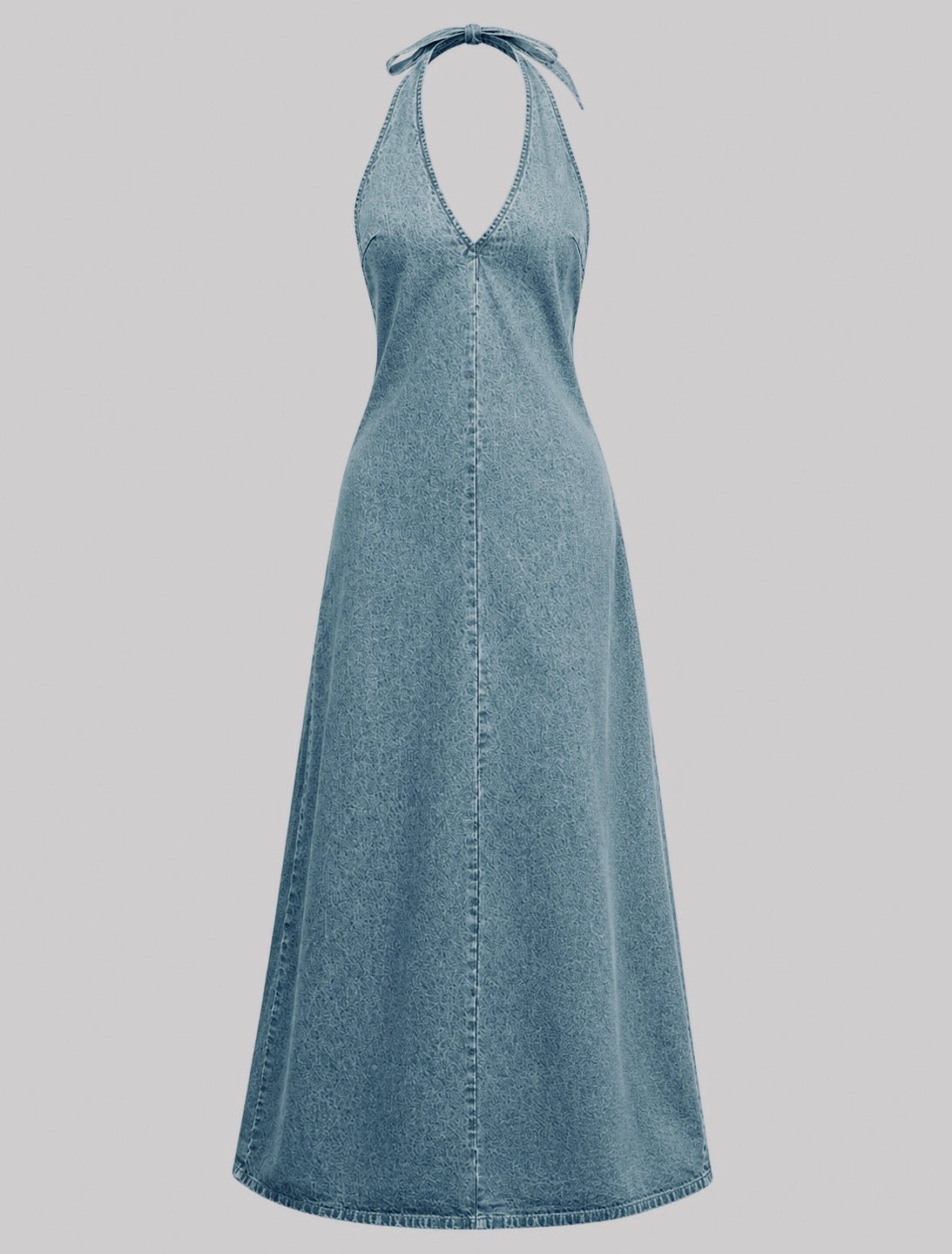 Backless Beauty Denim Maxi Dress