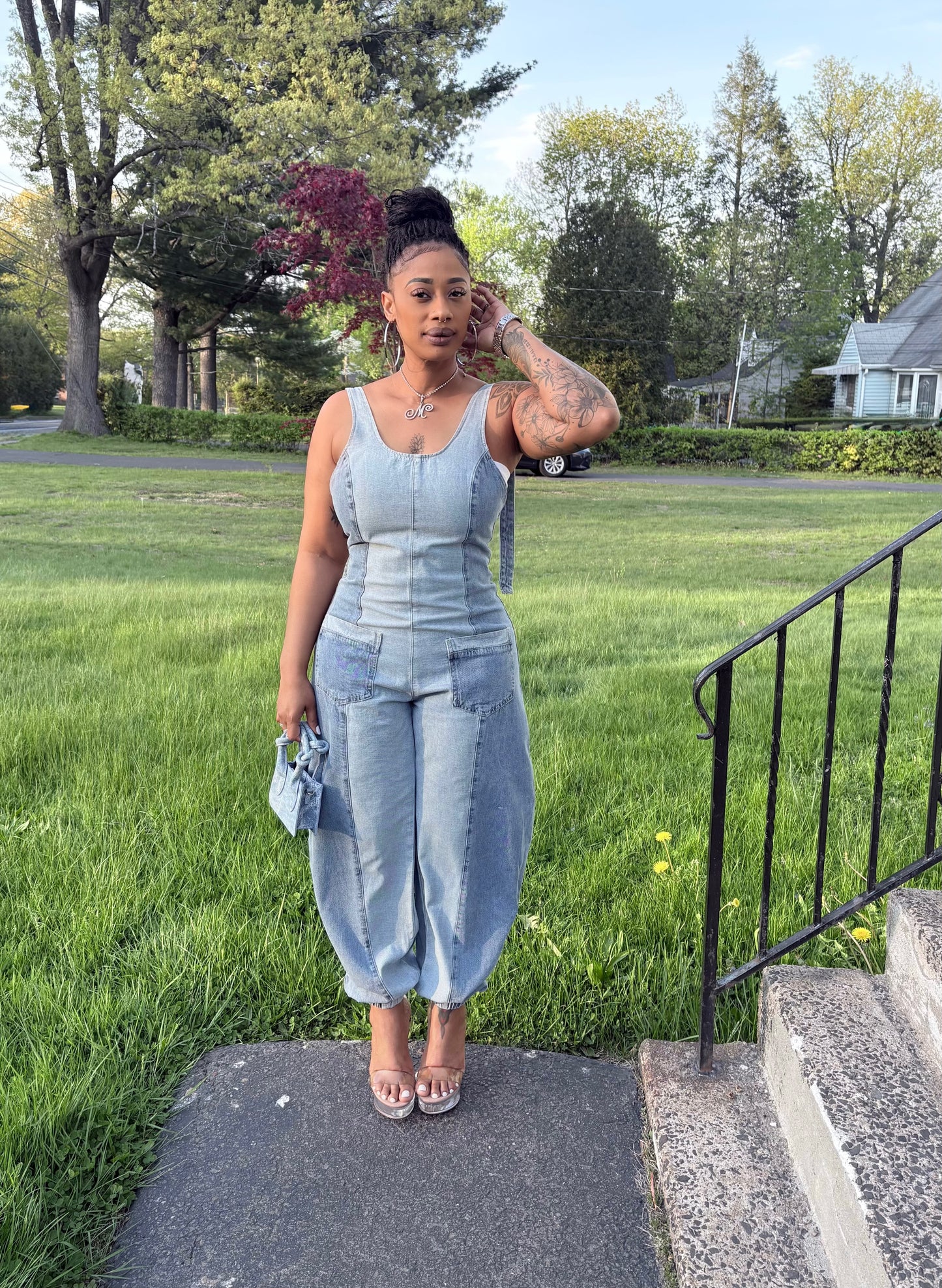 Everyday Edge Two-Tone Denim Jumpsuit