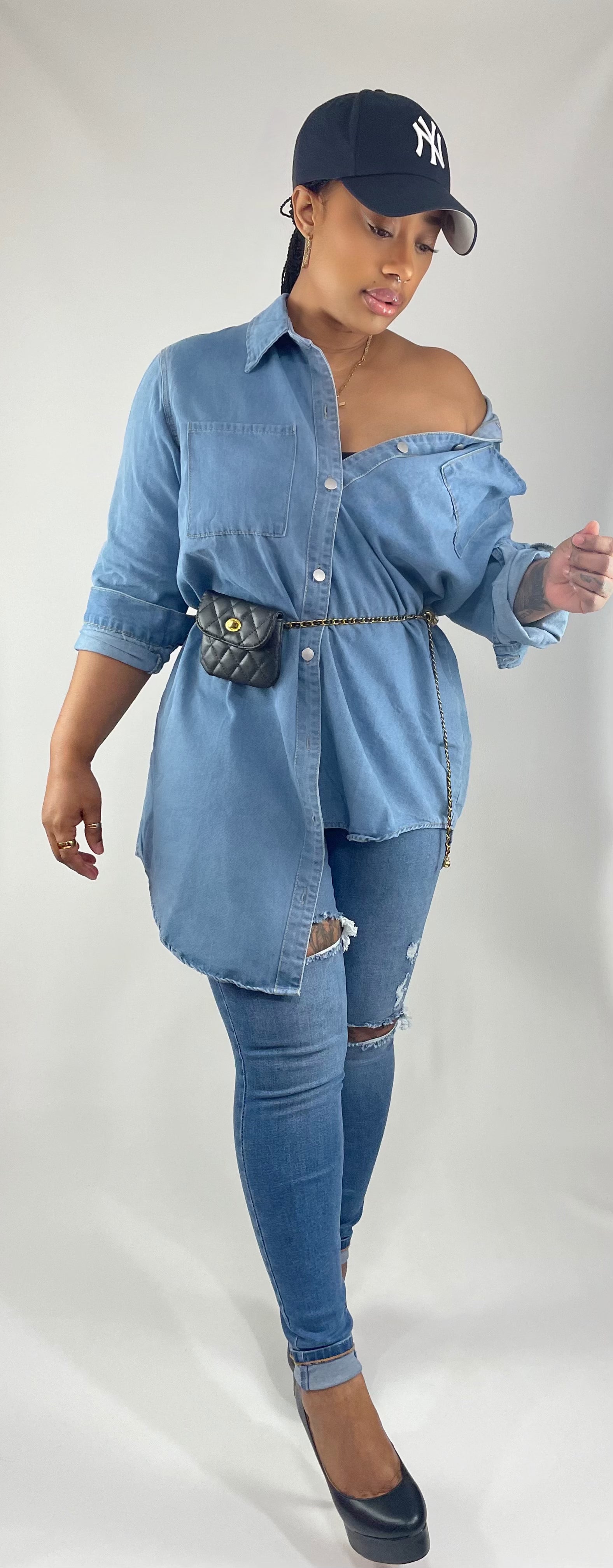 Never Oversized Denim Dress – Pineapple N Baby