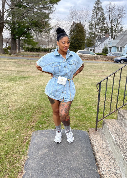 Under My Wings Denim Dress