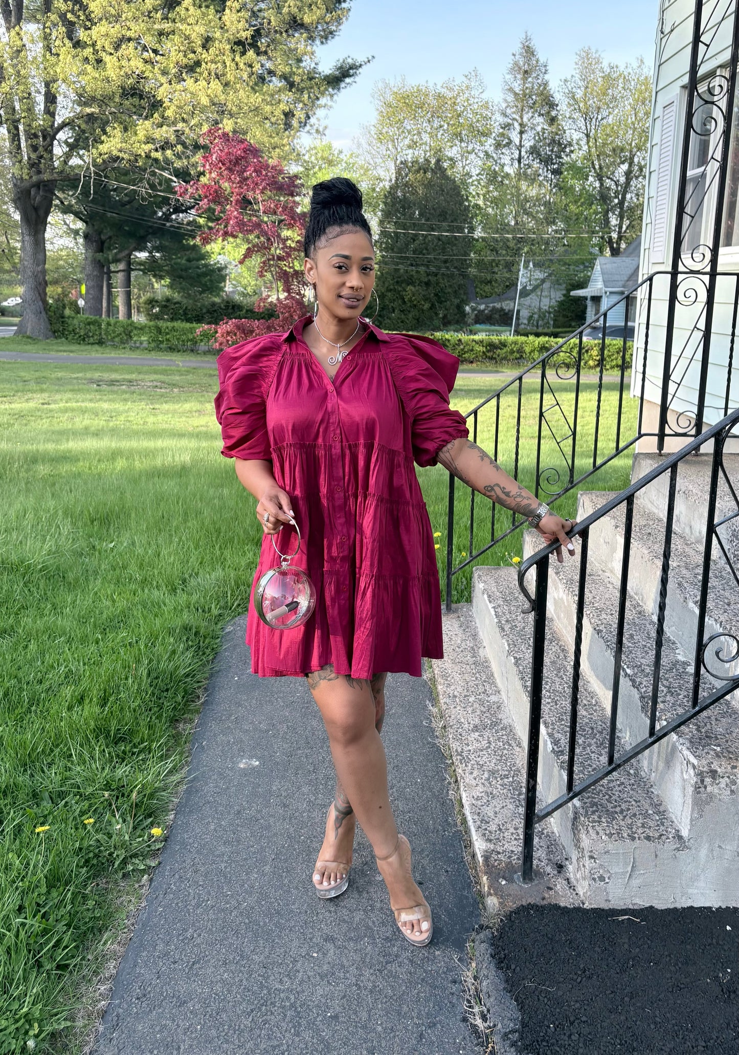 Paulette Bold Beauty Puff Sleeve Dress