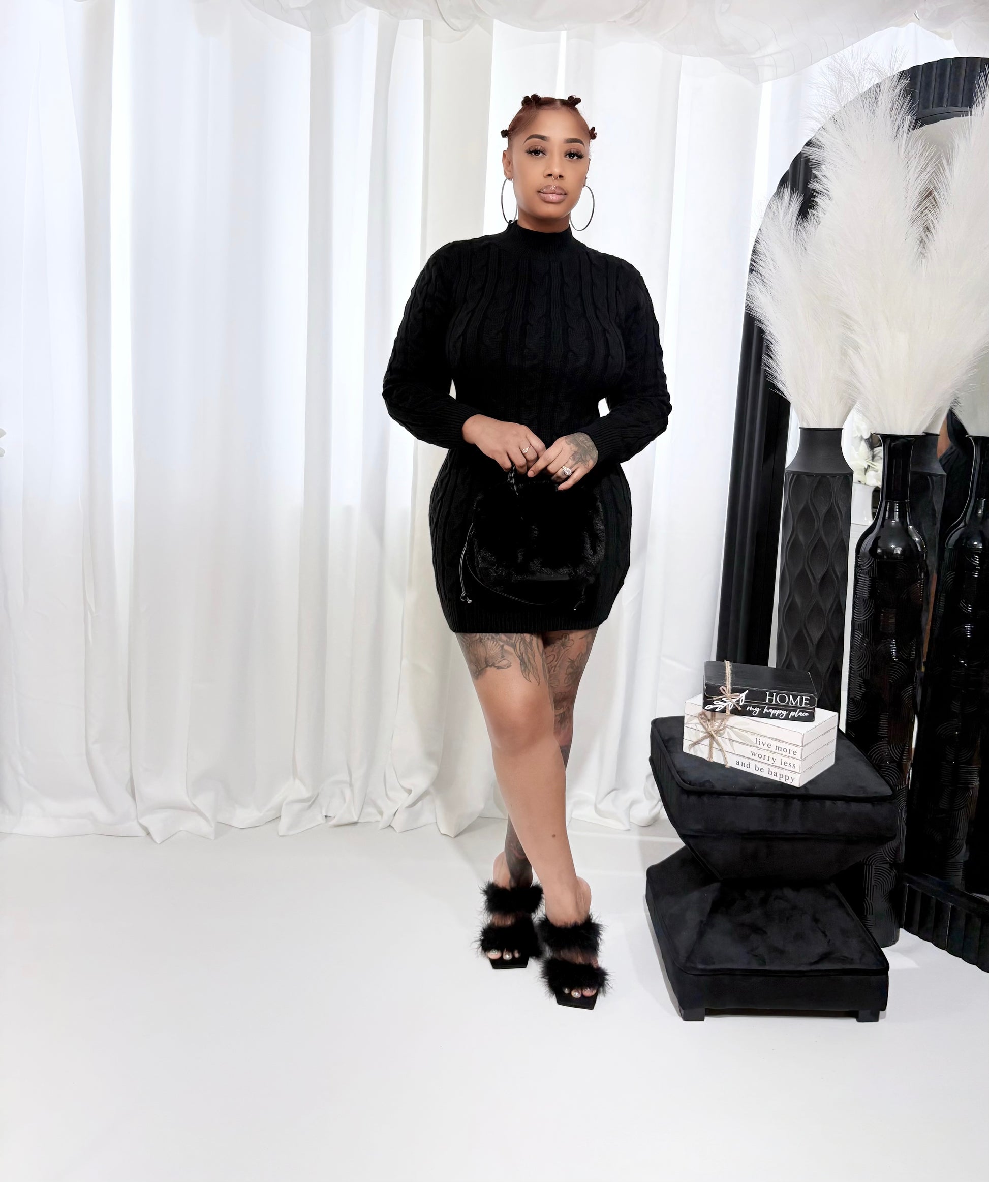 black pineapple garden mini sweater dress Black Pineapple Garden Mini Sweater Dress