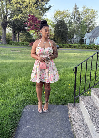 Spring Bloom Halter Dress