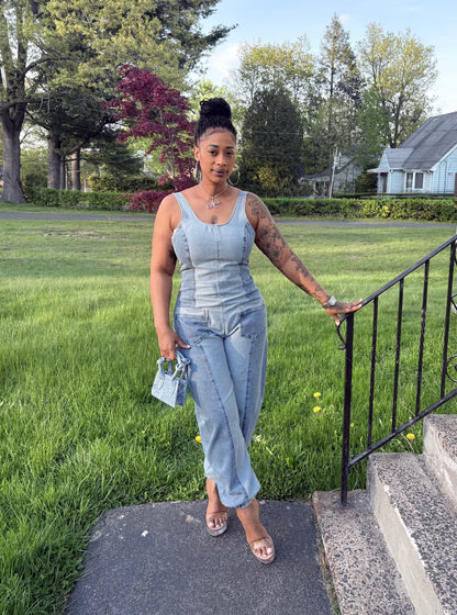 Everyday Edge Two-Tone Denim Jumpsuit