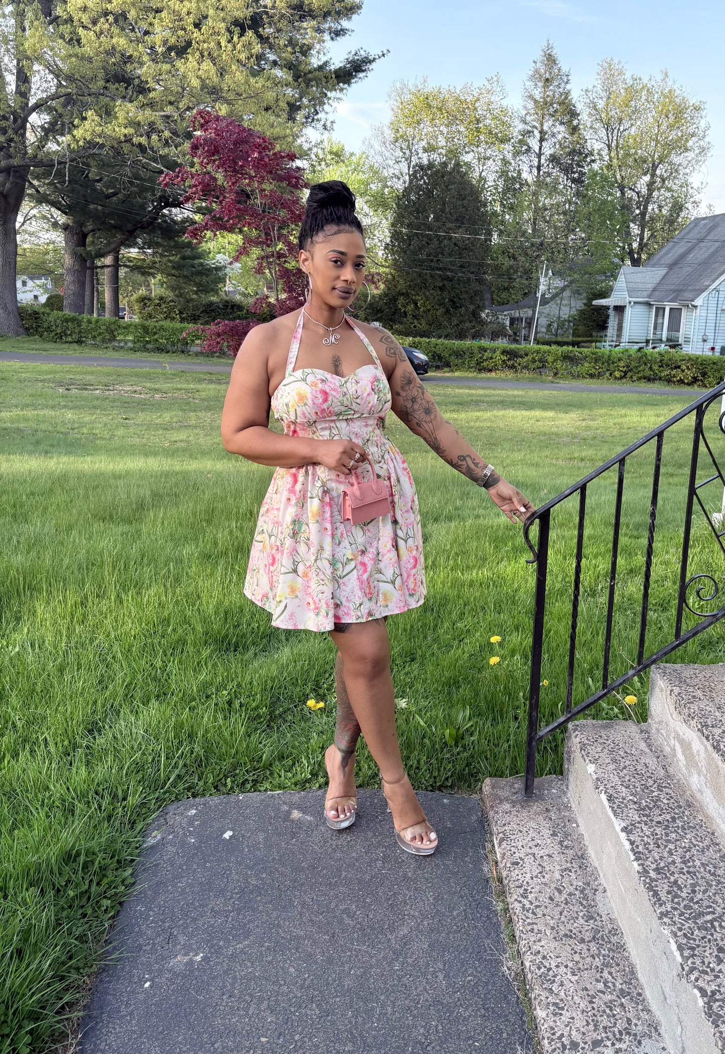 Spring Bloom Halter Dress