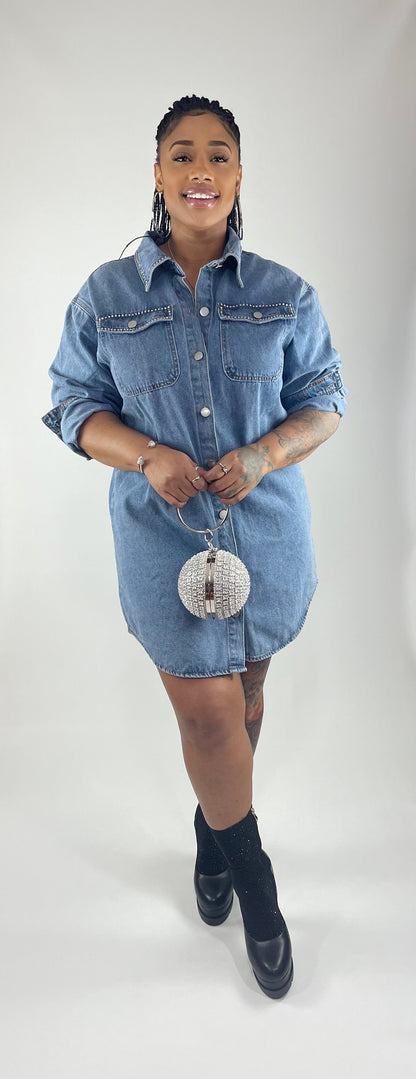 Rhinestone Denim Dress