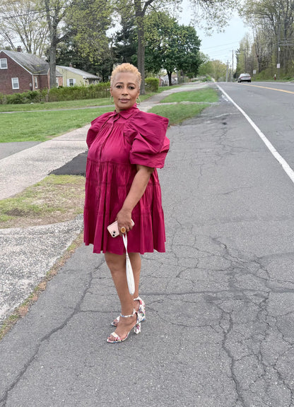 Paulette Bold Beauty Puff Sleeve Dress
